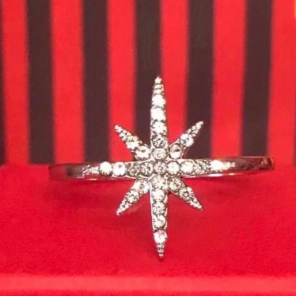Sterling Silver Starburst Crystal Ring - Silver